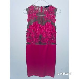 Sexy pink dress mesh with embroidery